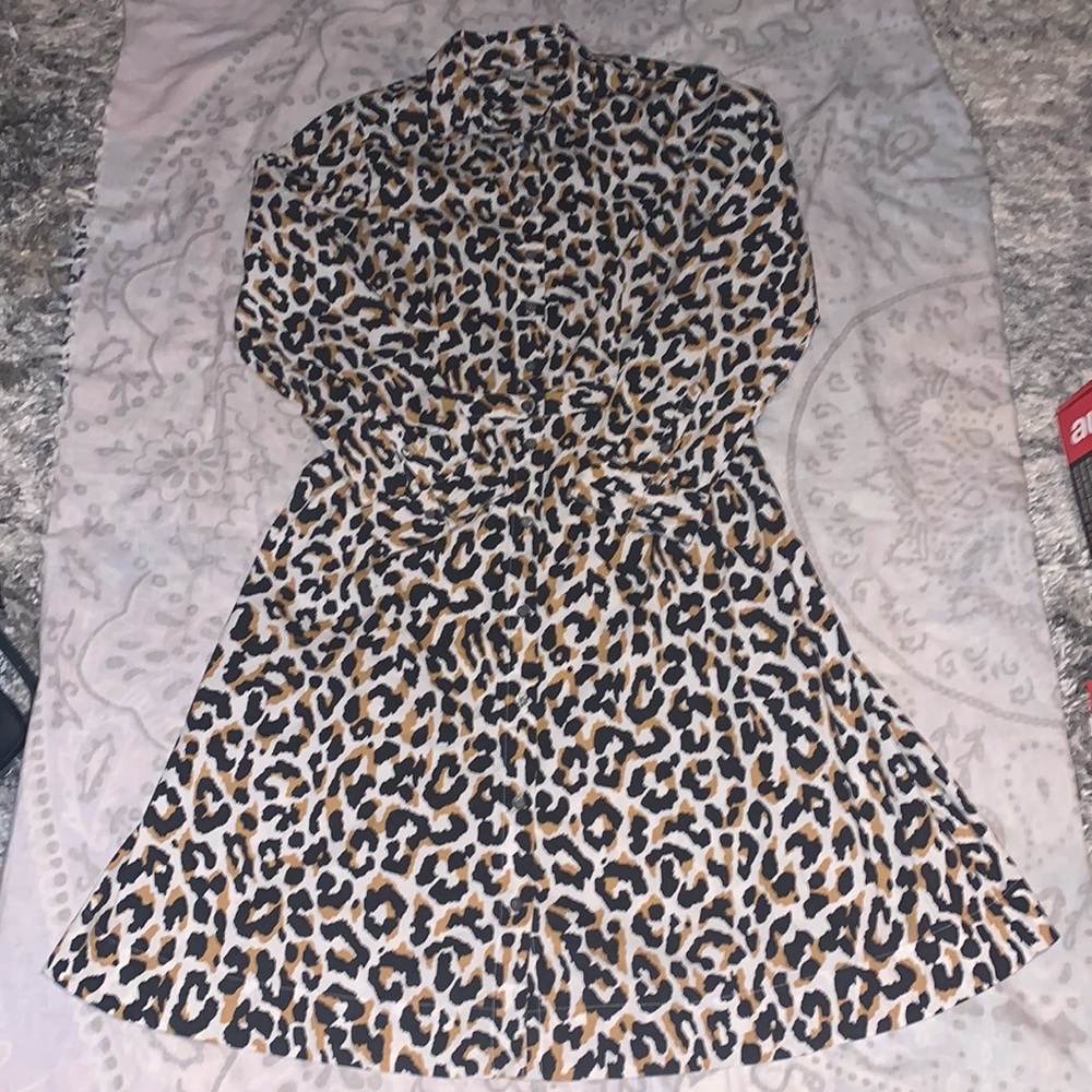 J.Crew Leopard Shirtdress Cotton Poplin Long Sleeve AK928 Sz 6